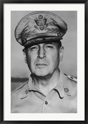 Framed General Douglas MacArthur (close up) Print