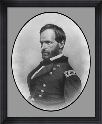 Framed Civil War General William Tecumseh Sherman (side profile) Print