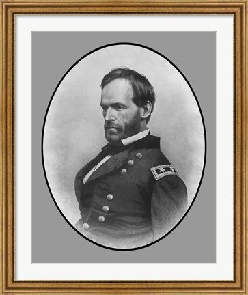 Framed Civil War General William Tecumseh Sherman (side profile) Print