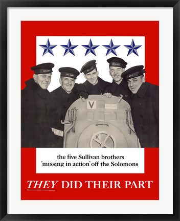 Framed Sullivan Brothers - They Did Their Part Print