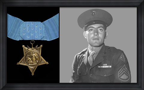 Framed Sergeant John Basilone and the Medal of Honor Print
