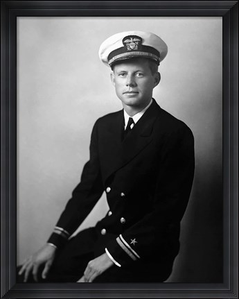 Framed John F Kennedy in his Navy Uniform Print