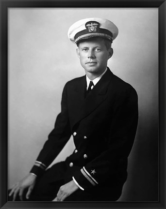 Framed John F Kennedy in his Navy Uniform Print