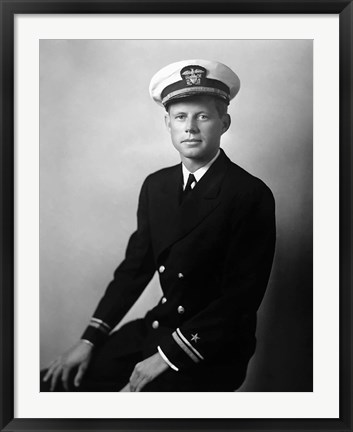 Framed John F Kennedy in his Navy Uniform Print