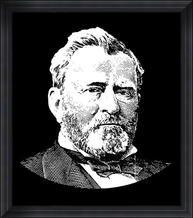 Framed Vector Portrait of General Ulysses S Grant Print