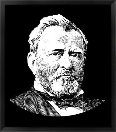 Framed Vector Portrait of General Ulysses S Grant Print