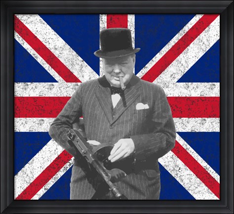 Framed Sir WInston Churchill with Union Jack Print