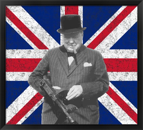 Framed Sir WInston Churchill with Union Jack Print