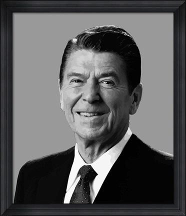 Framed Vector Portrait of Ronald Reagan Print