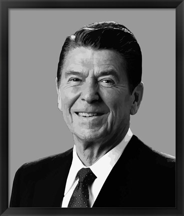 Framed Vector Portrait of Ronald Reagan Print