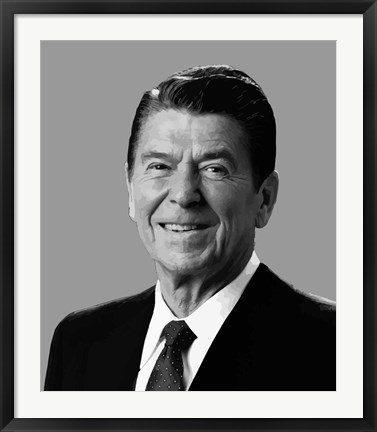 Framed Vector Portrait of Ronald Reagan Print