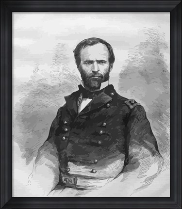 Framed Civil War General William Tecumseh Sherman Print