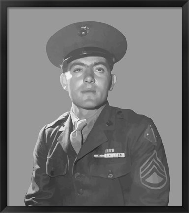 Framed Gunnery Sergeant John Basilone Print