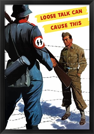 Framed Loose Talk (War Propoganda Snake Poster) Print