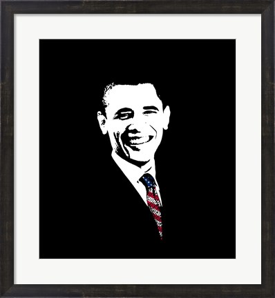 Framed President Barack Obama with Flag Tie Print