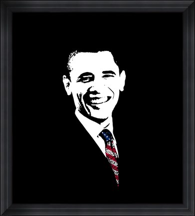 Framed President Barack Obama with Flag Tie Print