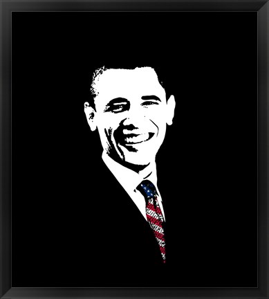 Framed President Barack Obama with Flag Tie Print