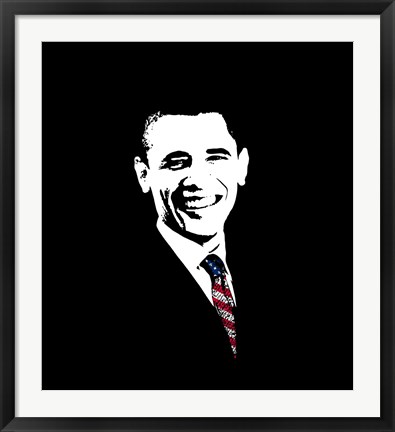 Framed President Barack Obama with Flag Tie Print