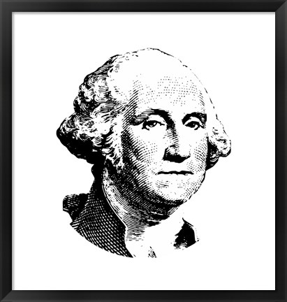 Framed Vector Potrait of George Washington Print