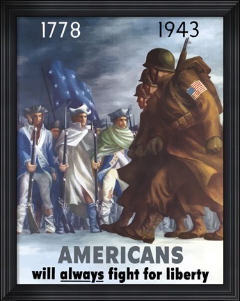 Framed American Infantryman Marching War Poster Print