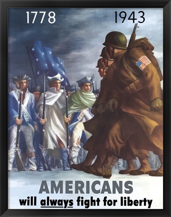 Framed American Infantryman Marching War Poster Print