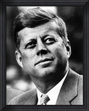 Framed Vector Portrait of John F Kennedy Print