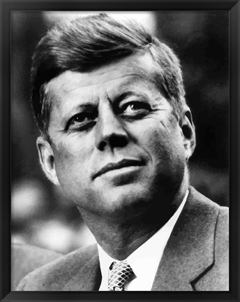 Framed Vector Portrait of John F Kennedy Print