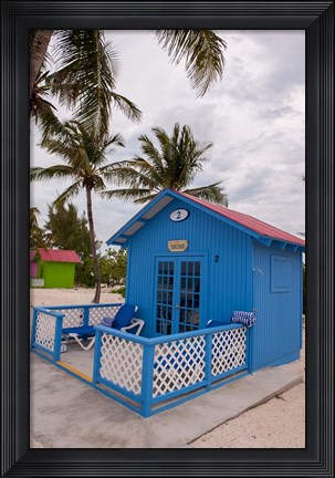 Framed Bahamas, Eleuthera, Princess Cays, beach bungalow Print