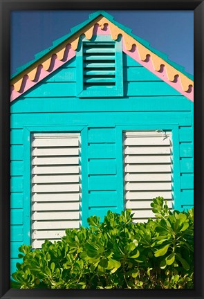 Framed Colorful Cottage at Compass Point Resort, Gambier, Bahamas, Caribbean Print