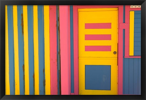 Framed Colorful Doorway, New Providence Island, Bahamas, Caribbean Print