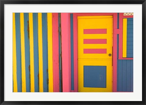 Framed Colorful Doorway, New Providence Island, Bahamas, Caribbean Print