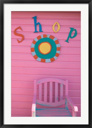 Framed Colorful Sign at Compass Point Resort, Gambier, Bahamas, Caribbean Print