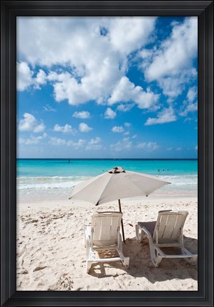 Framed Carib Beach Barbados, Caribbean Print