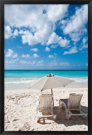 Framed Carib Beach Barbados, Caribbean Print