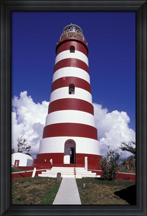 Framed Candystripe Lighthouse, Elbow Cay, Bahamas, Caribbean Print