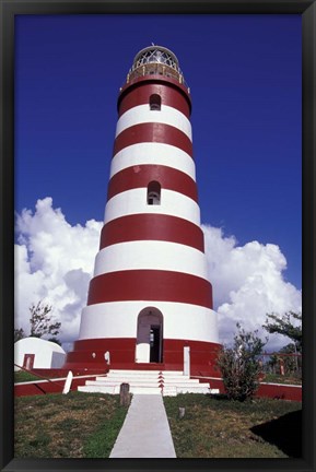 Framed Candystripe Lighthouse, Elbow Cay, Bahamas, Caribbean Print