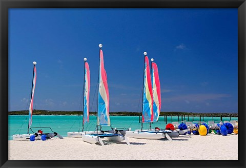 Framed Sailing rentals, Beach, Castaway Cay, Bahamas, Caribbean Print