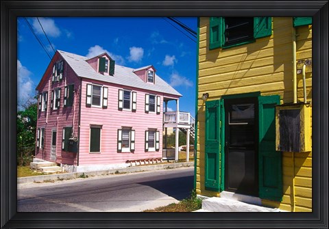 Framed Colorful Loyalist Home, Governor&#39;s Harbour, Eleuthera Island, Bahamas Print