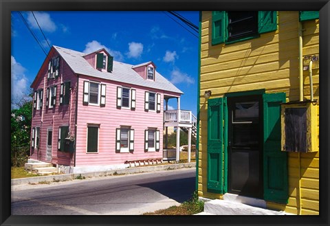 Framed Colorful Loyalist Home, Governor&#39;s Harbour, Eleuthera Island, Bahamas Print