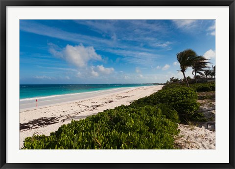 Framed Bahamas, Eleuthera, Harbor Island, Pink Sand Beach Print