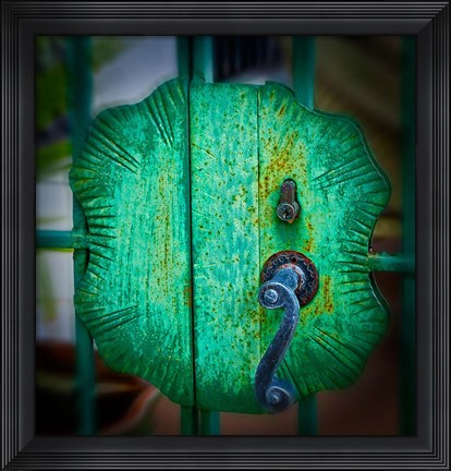 Framed Iron Gate Door Handle in Road Town, Tortola, British Virgin Islands Print