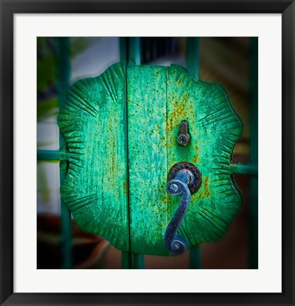 Framed Iron Gate Door Handle in Road Town, Tortola, British Virgin Islands Print