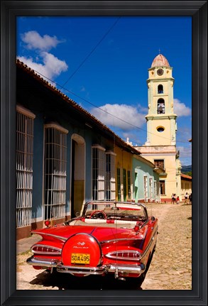Framed Old worn 1958 Classic Chevy, Trinidad, Cuba Print