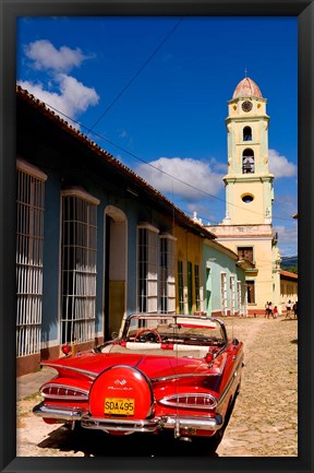 Framed Old worn 1958 Classic Chevy, Trinidad, Cuba Print