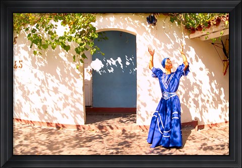 Framed African Dancer in Old Colonial Village, Trinidad, Cuba Print