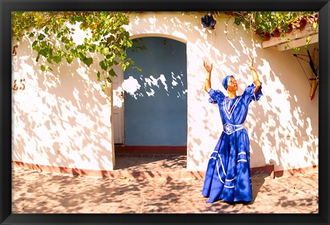 Framed African Dancer in Old Colonial Village, Trinidad, Cuba Print