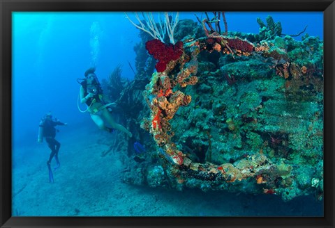 Framed Wreck of the RMS Rhone, Coast of Salt Island, near Tortola, British Virgin Islands Print