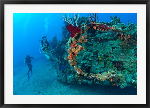 Framed Wreck of the RMS Rhone, Coast of Salt Island, near Tortola, British Virgin Islands Print