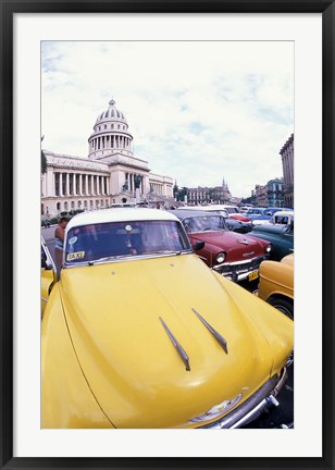 Framed Classic 1950&#39;s Auto at Havana Capitol, Havana, Cuba Print