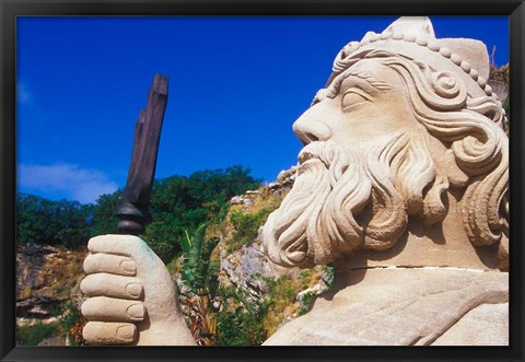 Framed Statue of Neptune in Bermuda Maritime Museum, Royal Naval Dockyard, Bermuda, Caribbean Print